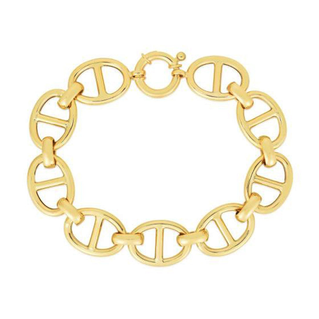 14k Yellow Gold High Polish Mariner Link Bracelet  (13.80 mm)  DestGlow