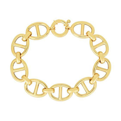 14k Yellow Gold High Polish Mariner Link Bracelet  (13.80 mm)  DestGlow