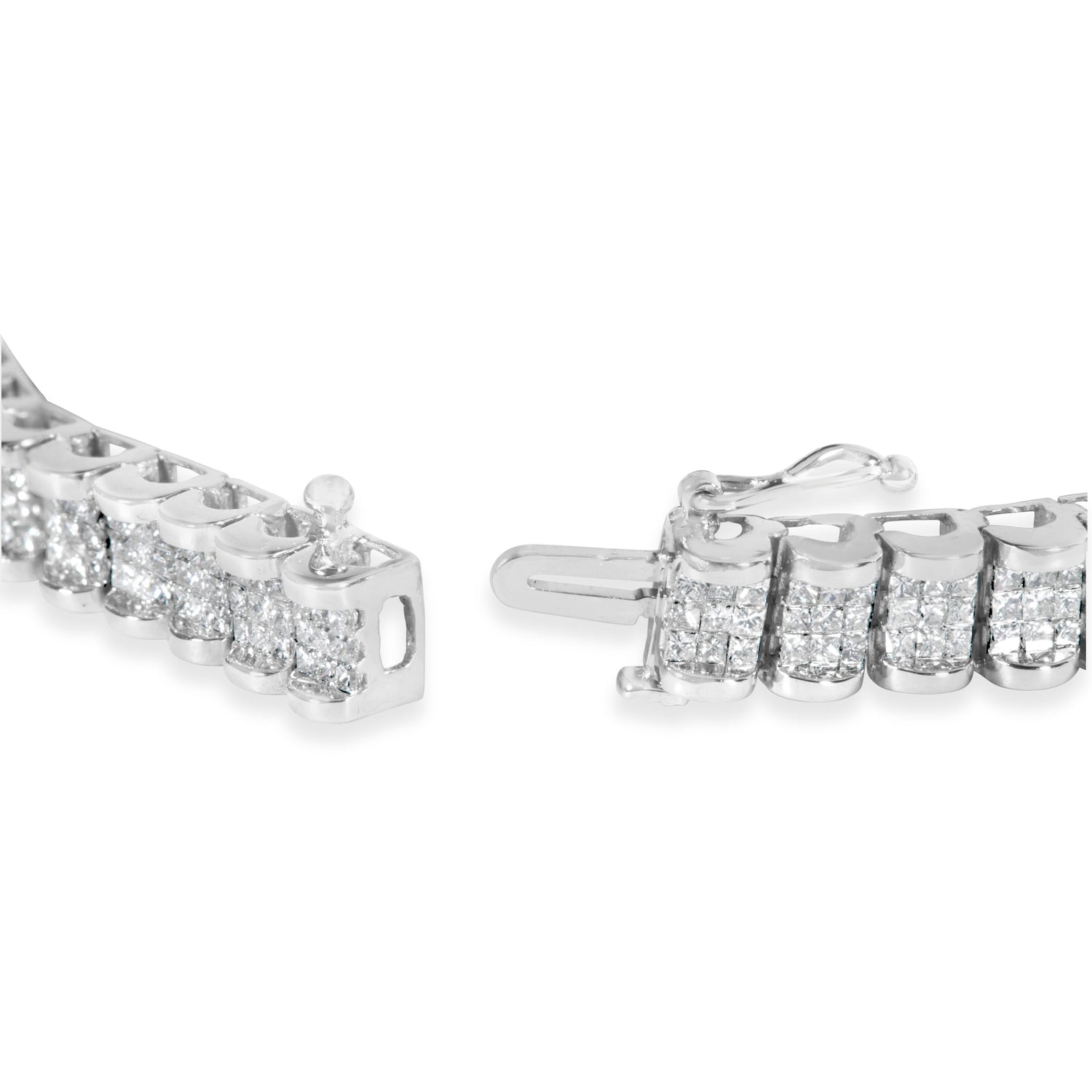14K White Gold 5.00 Cttw Invisible Set Princess-Cut Diamond Belt and Buckle Tennis 7" Bracelet (H-I Color, SI1-SI2 Clarity) by Bids.com