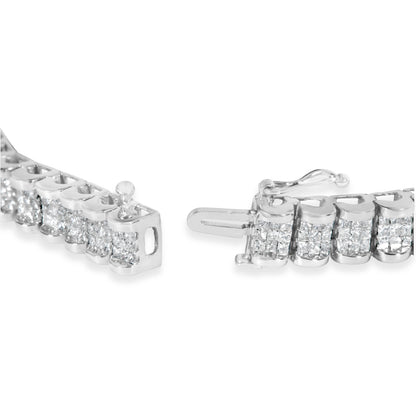 14K White Gold 5.00 Cttw Invisible Set Princess-Cut Diamond Belt and Buckle Tennis 7" Bracelet (H-I Color, SI1-SI2 Clarity) by Bids.com