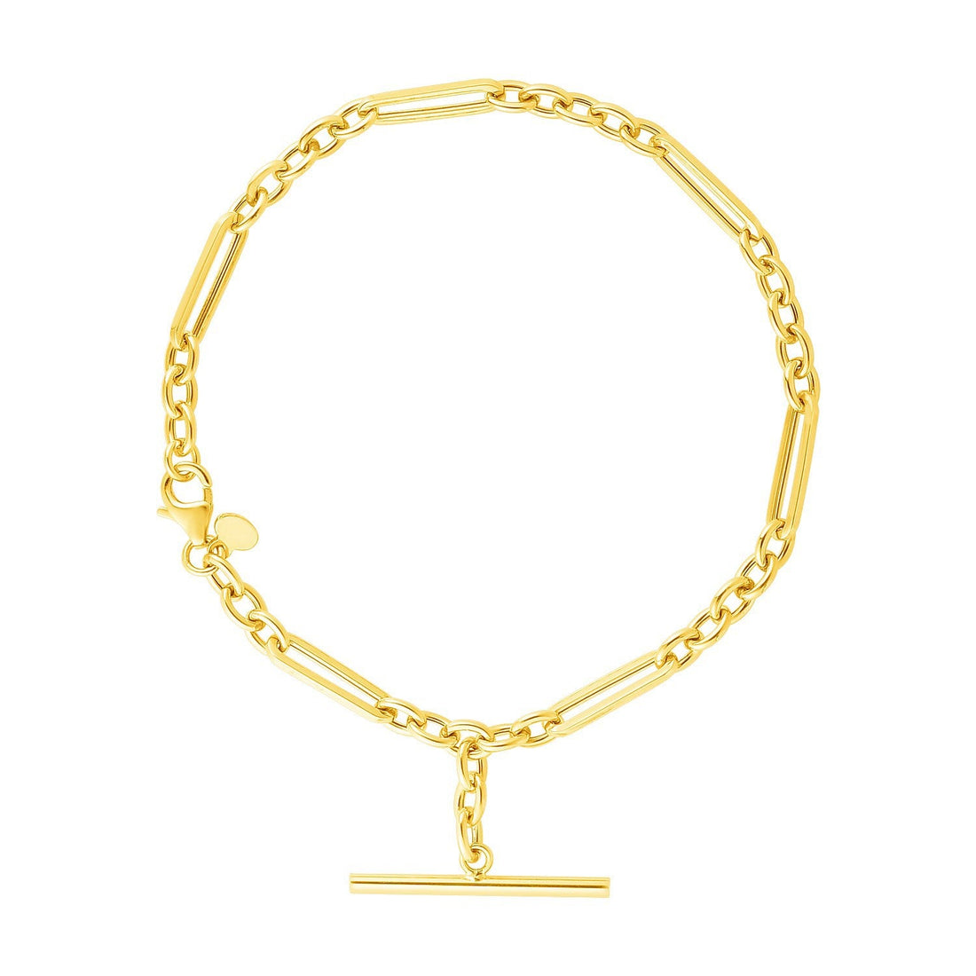 14k Yellow Gold 7 1/5 inch Alternating Oval and Round Chain Bracelet with Toggle by Bids.com