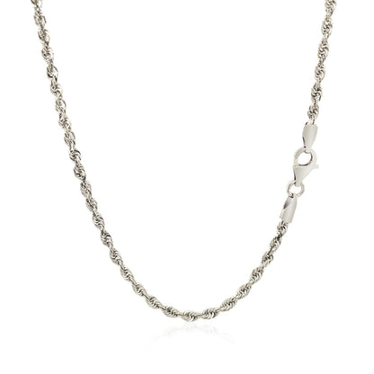 2.5mm 14k White Gold Solid Diamond Cut Rope Chain by Bids.com