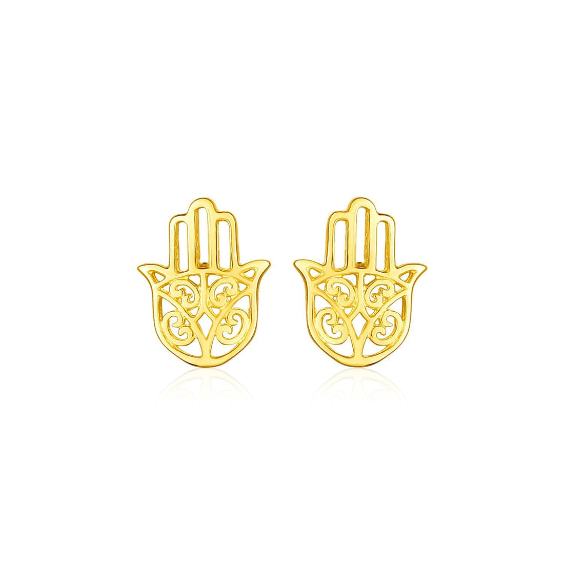 14k Yellow Gold Polished Hand of Hamsa Post Earrings by Bids.com