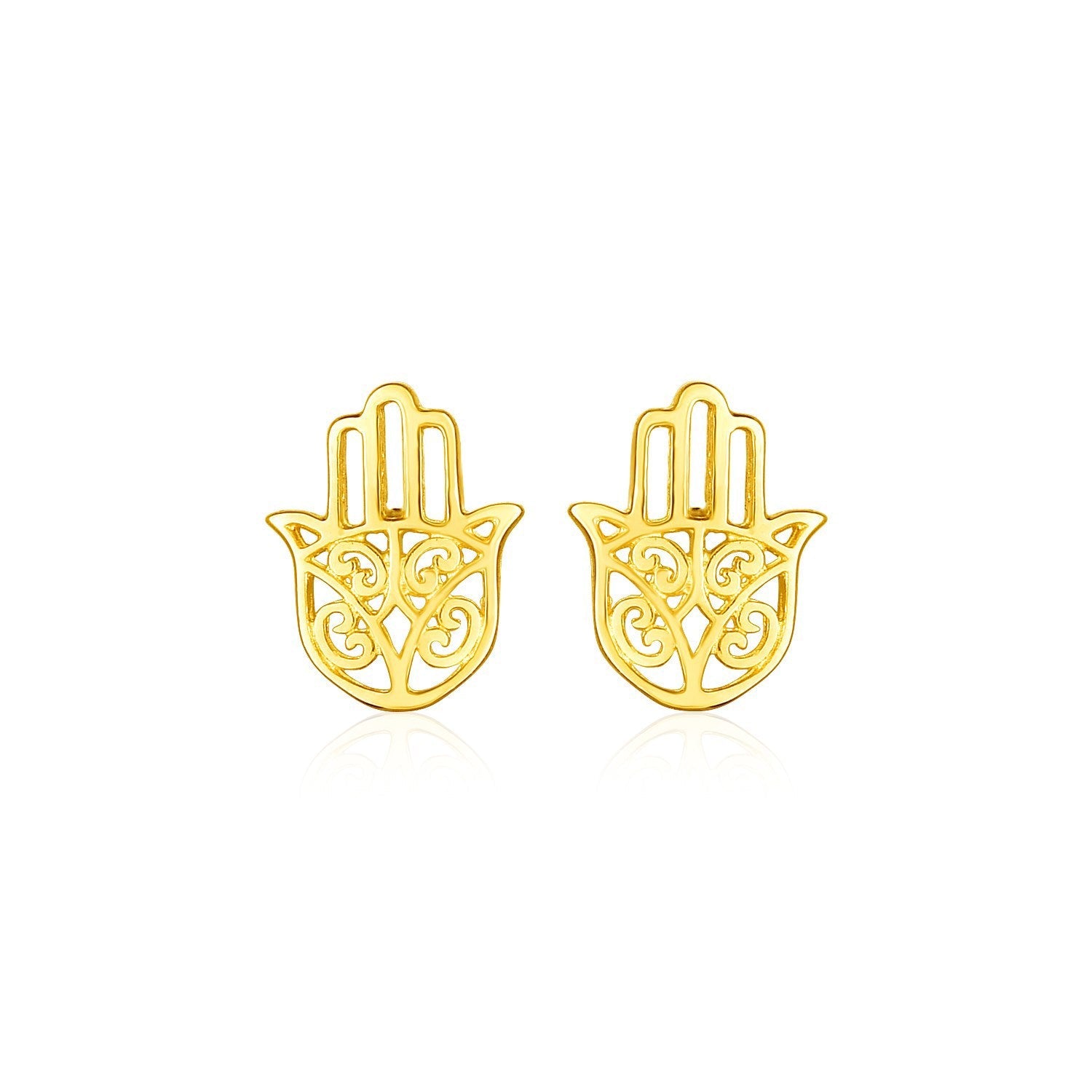 14k Yellow Gold Polished Hand of Hamsa Post Earrings by Bids.com