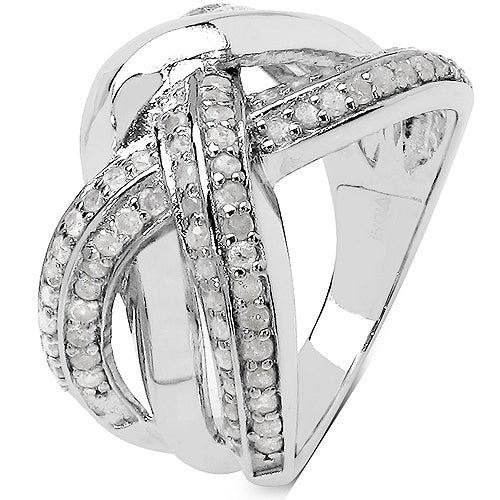 0.55 Carat Genuine White Diamond .925 Sterling Silver Ring by Bids.com