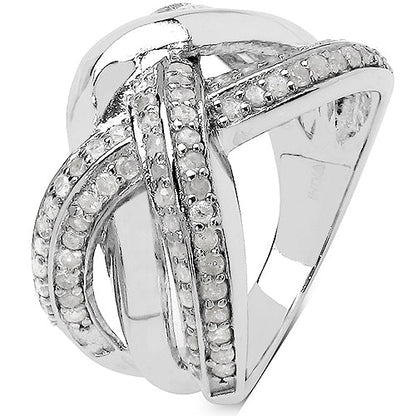 0.55 Carat Genuine White Diamond .925 Sterling Silver Ring by Bids.com
