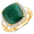5.14 Carat Dyed Emerald and White Diamond .925 Sterling Silver Ring  DestGlow
