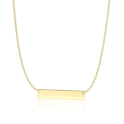 14k Yellow Gold Smooth Flat Horizontal Bar Style Necklace by Bids.com