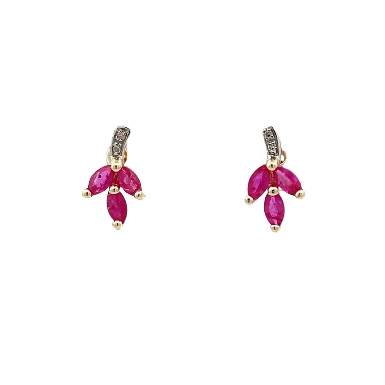 Natural .58ct Ruby Diamond Earrings 10KT Yellow Gold by Bids.com