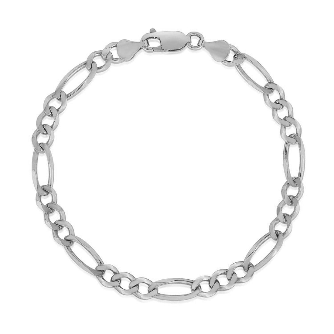 4.6mm 14k White Gold Solid Figaro Bracelet by Bids.com