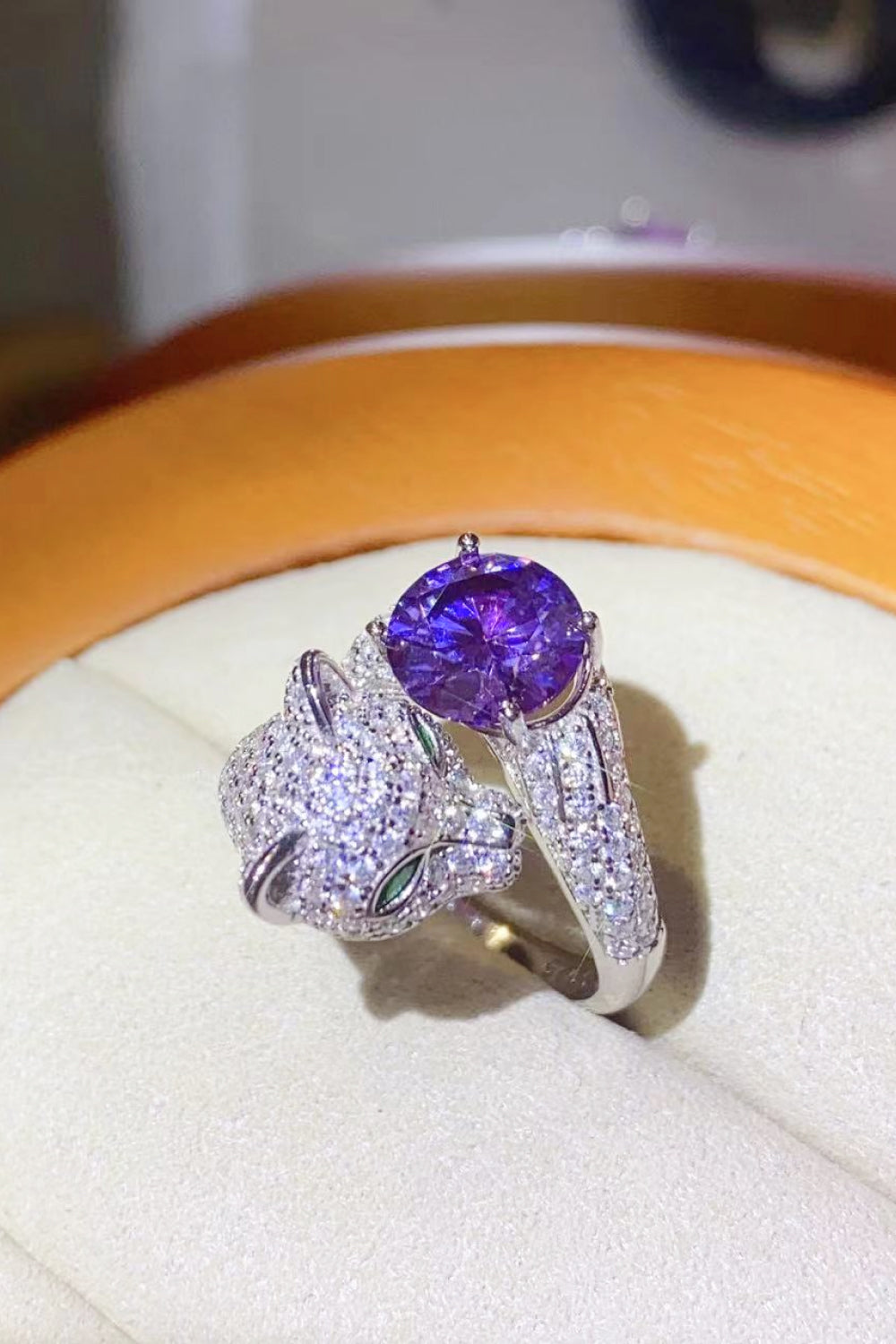 2 Carat Blue Sparkala™ Adjustable Animal Bypass Ring (Platinum Over Pure Sterling Silver) by Sparkala