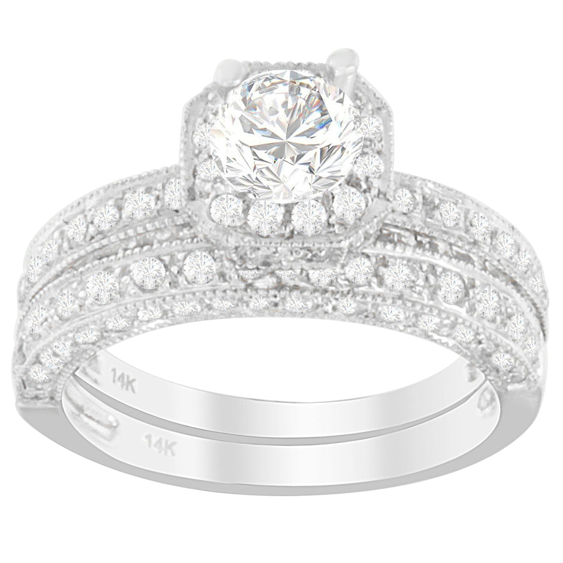 14K White Gold 1 ct. TDW Round Cut Diamond Ring (G-H, I1-I2) by Bids.com
