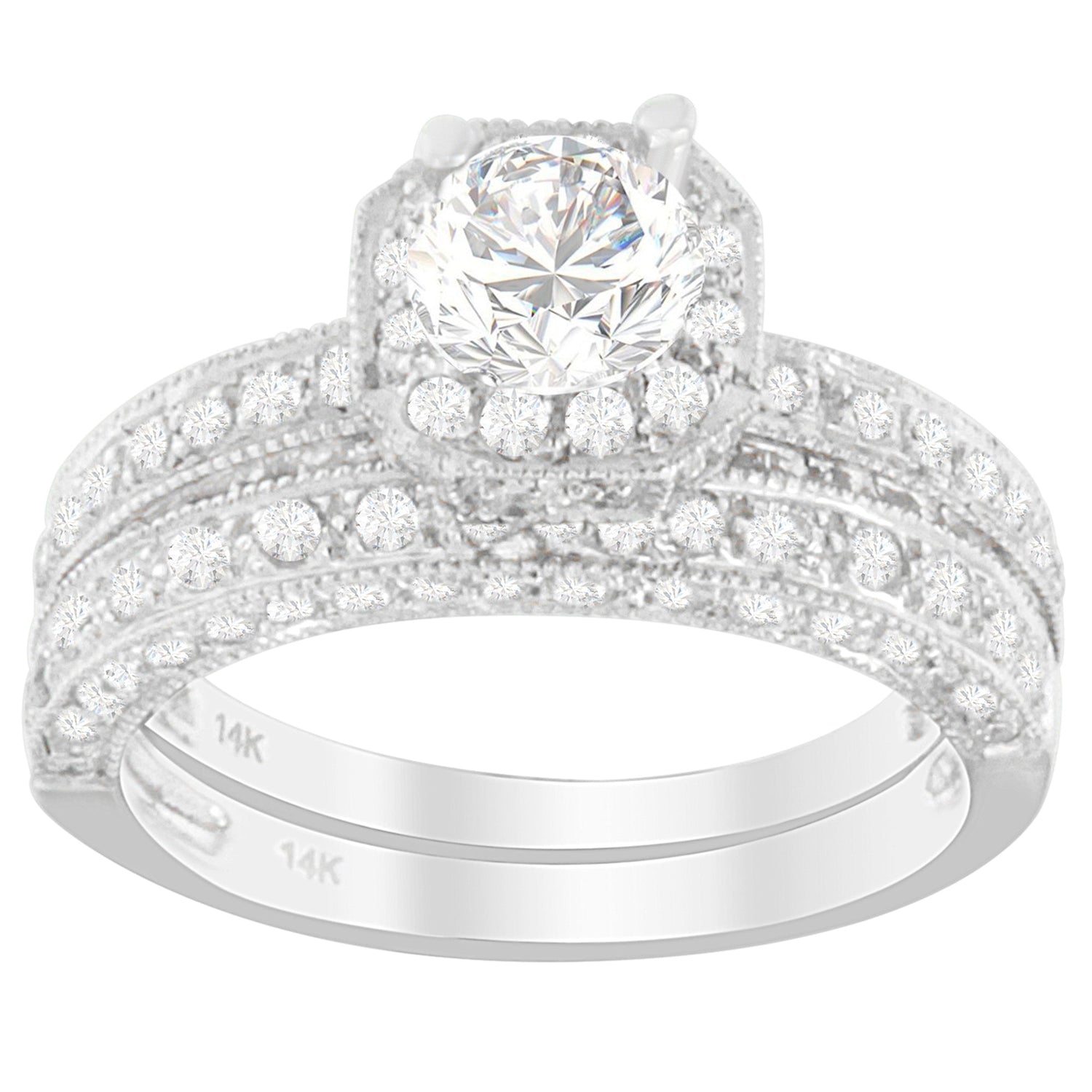 14K White Gold 1 ct. TDW Round Cut Diamond Ring (G-H, I1-I2) by Bids.com