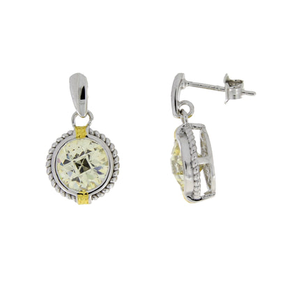 Natural Cubic Zirconium Dangle Earrings Sterling Silver by Bids.com