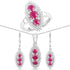 4.32 Carat Genuine Ruby and White Topaz .925 Sterling Silver 3 Piece Jewelry Set (Ring, Earrings, and Pendant w/ Chain) by Bids.com