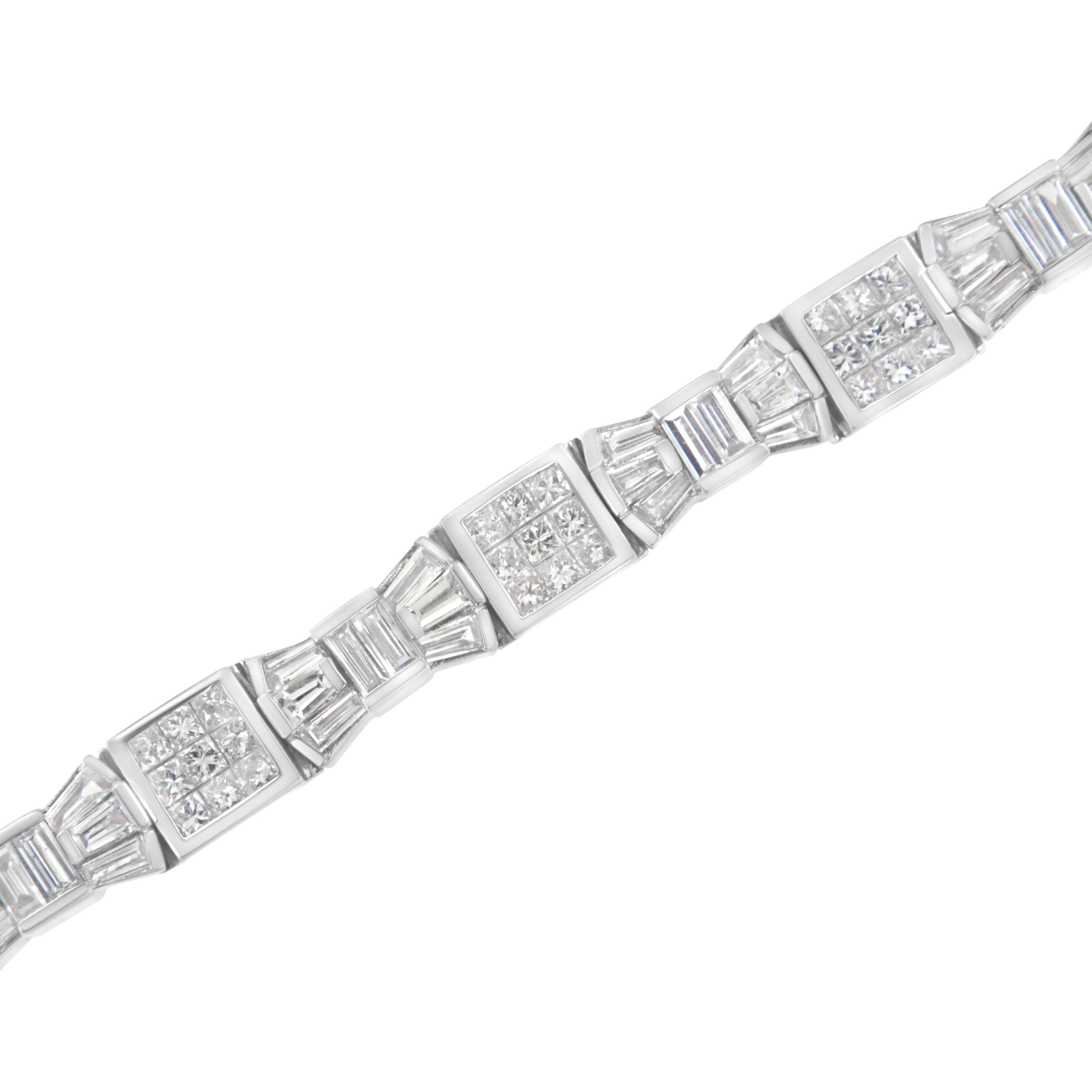 14K Yellow Gold 9.0 Cttw Diamond Alternating Bow and Box Link Bracelet (G-H Color, VS1-VS2 Clarity)- 7"  DestGlow