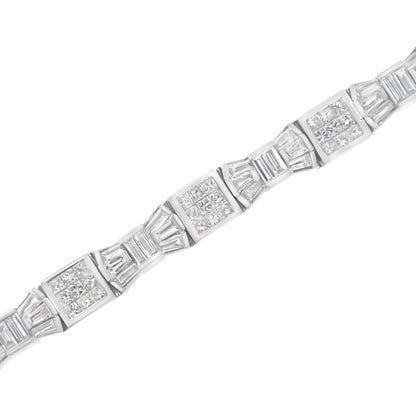 14K Yellow Gold 9.0 Cttw Diamond Alternating Bow and Box Link Bracelet (G-H Color, VS1-VS2 Clarity)- 7"  DestGlow