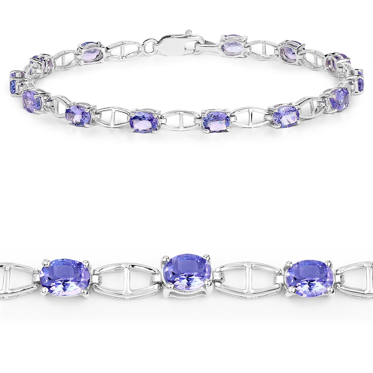 4.29 Carat Genuine Tanzanite .925 Sterling Silver Bracelet  DestGlow
