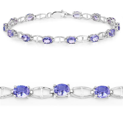 4.29 Carat Genuine Tanzanite .925 Sterling Silver Bracelet  DestGlow