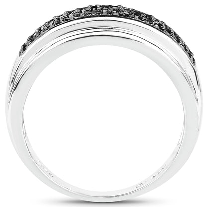 0.29 Carat Genuine Black Diamond .925 Sterling Silver Ring  DestGlow