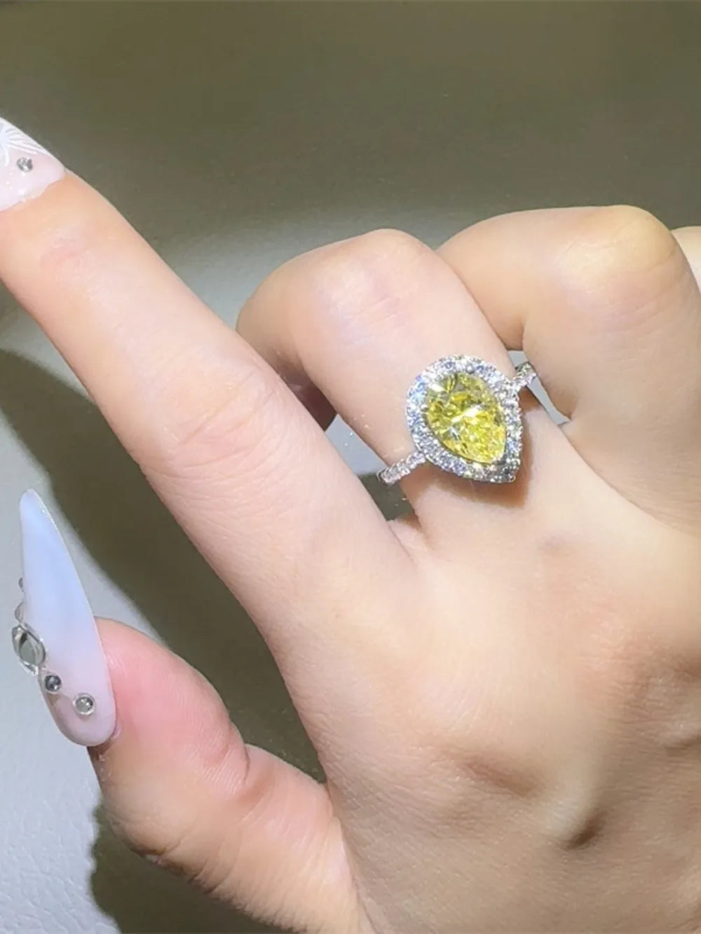2 Carat Sparkala™ 925 Sterling Silver Teardrop Shape Ring by Sparkala