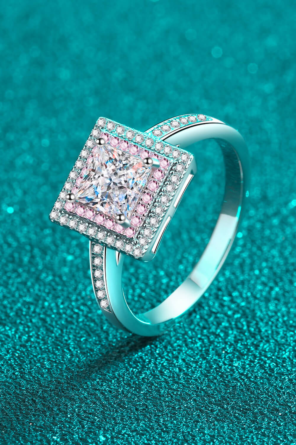Stay Elegant 1 Carat Two-Tone Pink Princess-Cut Sparkala™ Ring (Platinum Over Pure Sterling Silver) - DestGlow