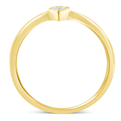 14K Yellow Gold Plated .925 Sterling Silver 1/20 Carat Diamond Teardrop Pear-Shaped Miracle Set Petite Fashion Ring (J-K Color, I1-I2 Clarity) - Size 6 by Bids.com