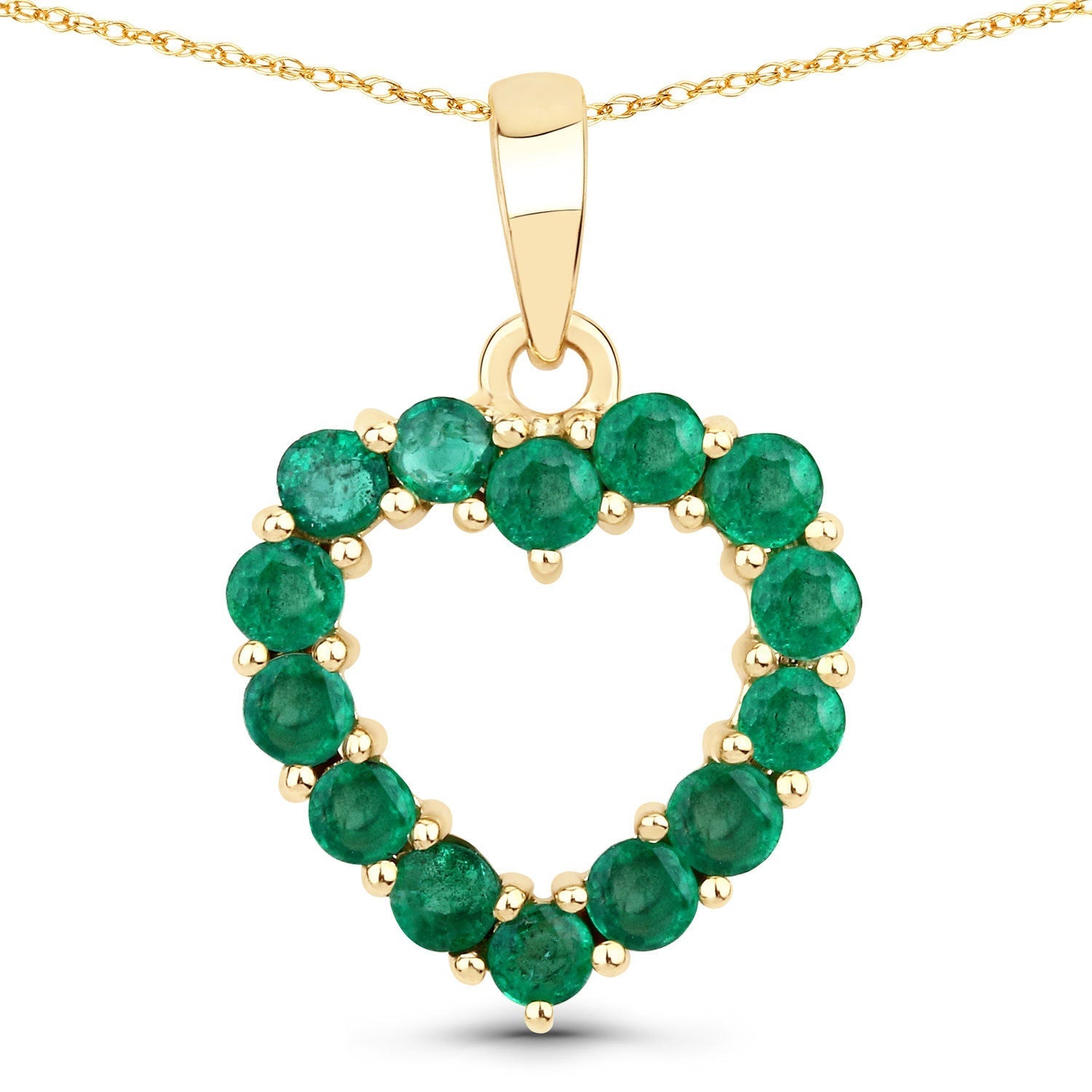 0.48 Carat Genuine Zambian Emerald 10K Yellow Gold  Pendant  DestGlow