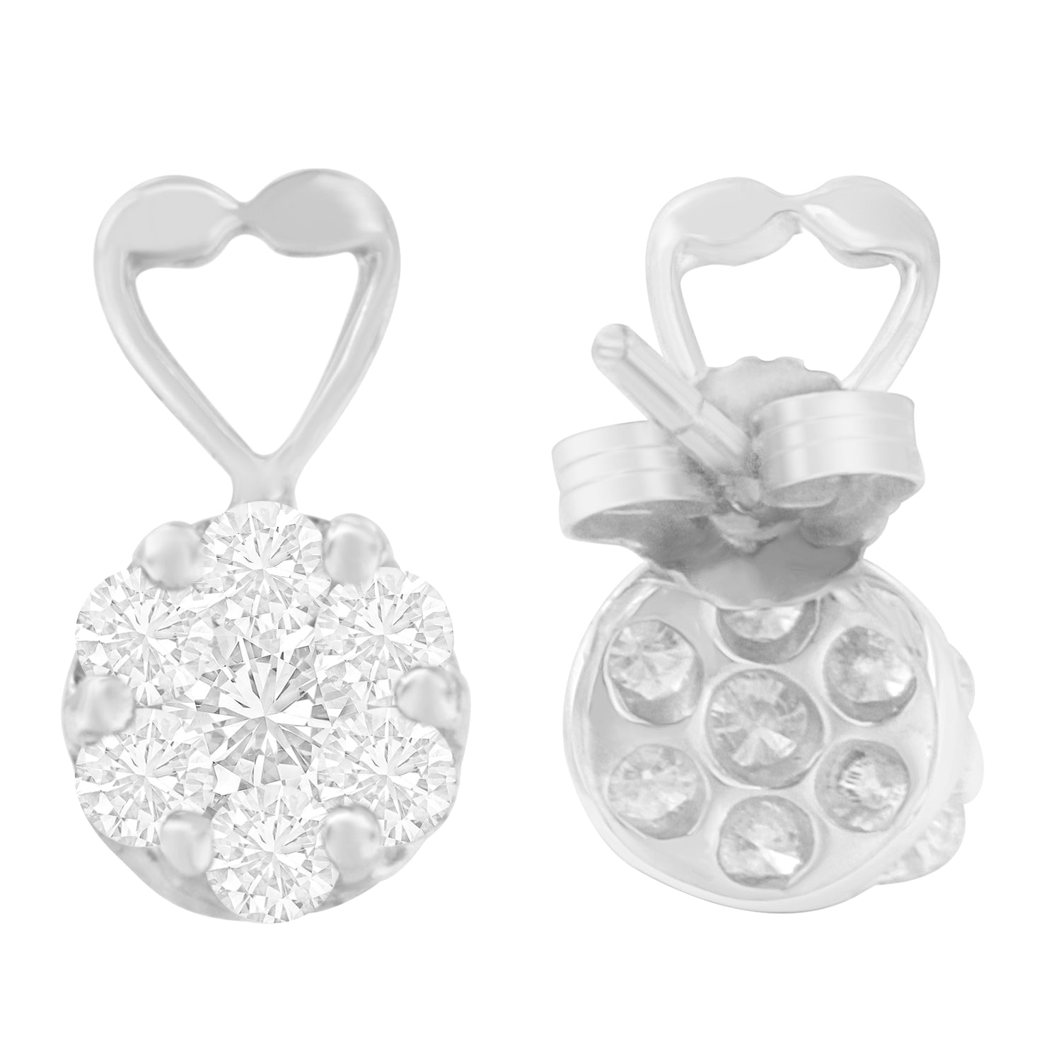 14K White Gold 1 1/4 cttw Round Cut Diamond Earrings (H-I, I1-I2) by Bids.com