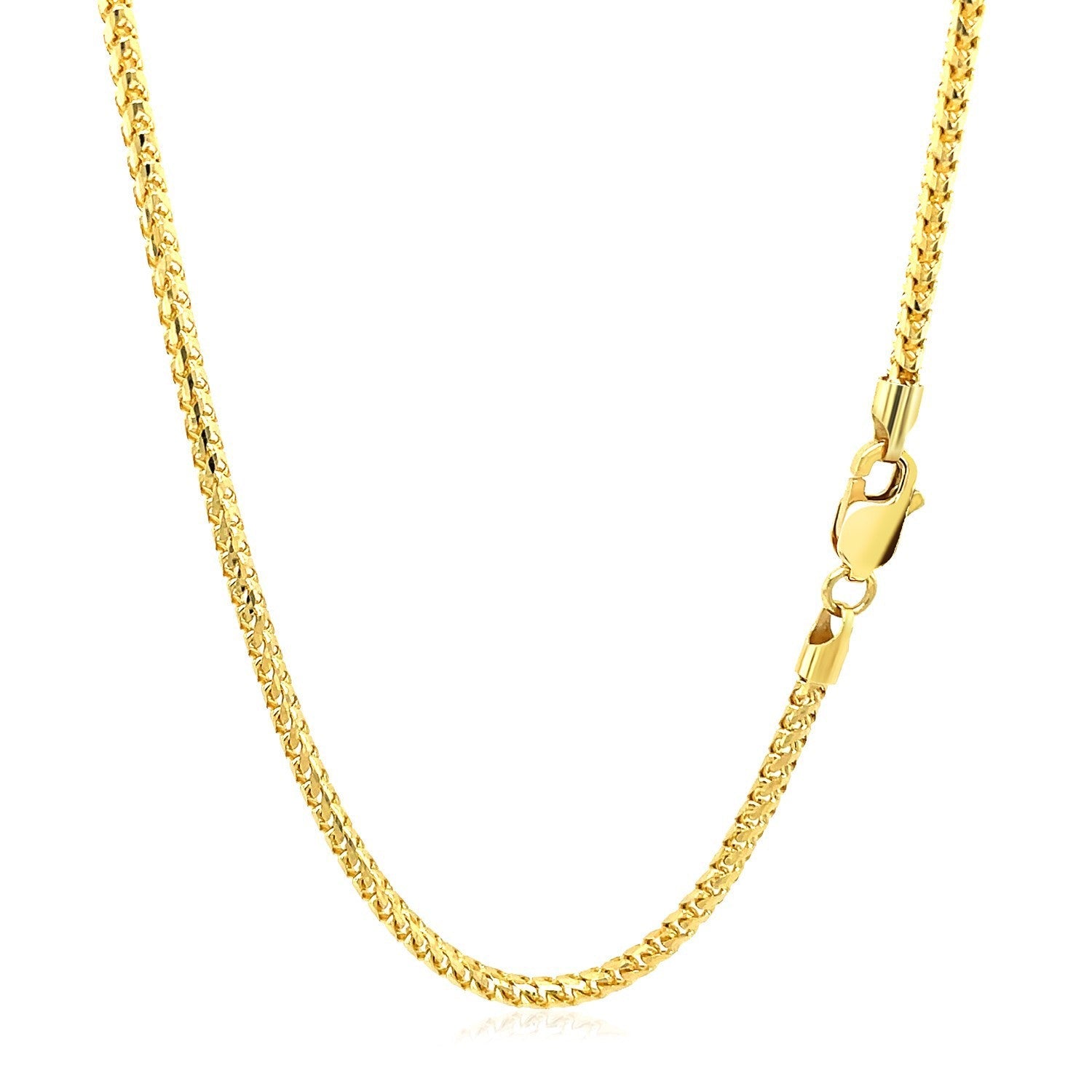2.2mm 14k Yellow Solid Gold Diamond Cut Round Franco Chain by Bids.com