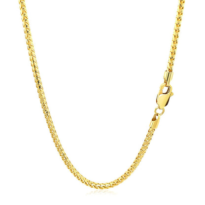 2.2mm 14k Yellow Solid Gold Diamond Cut Round Franco Chain by Bids.com
