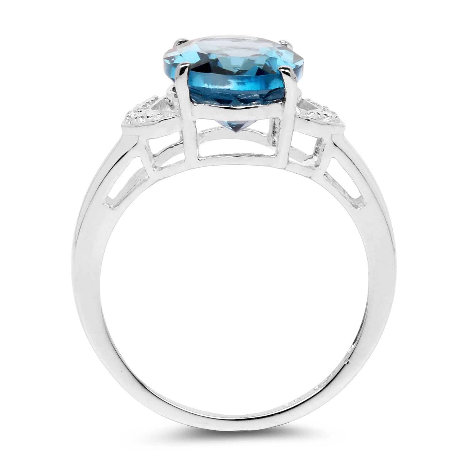 4.26 Carat Genuine London Blue Topaz &amp; White Topaz .925 Sterling Silver Ring by Bids.com