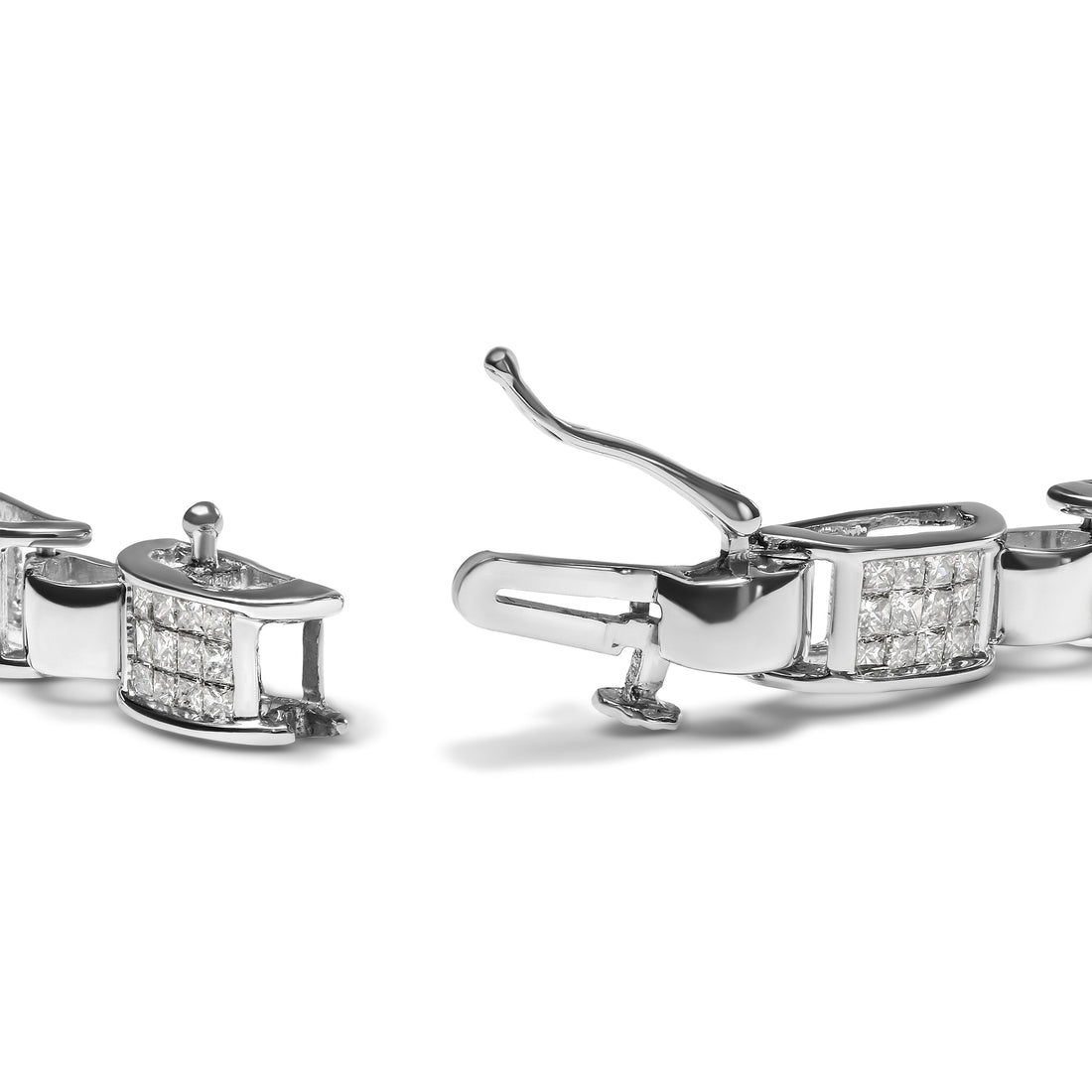 14K White Gold 2.00 Cttw Princess Diamond Invisible Set Link Bracelet (H-I Color, SI2-I1 Clarity) - 7" by Bids.com