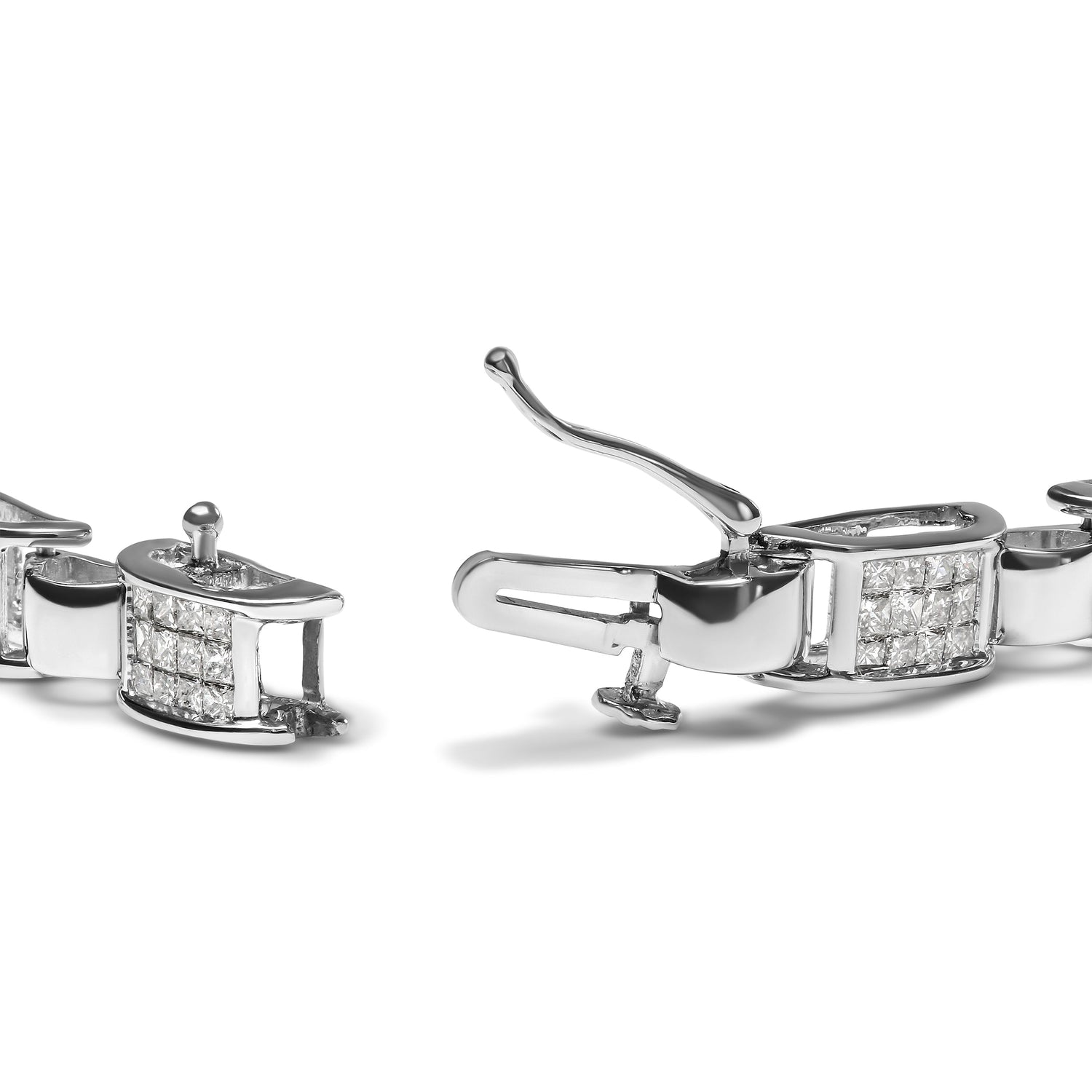 14K White Gold 2.00 Cttw Princess Diamond Invisible Set Link Bracelet (H-I Color, SI2-I1 Clarity) - 7" by Bids.com