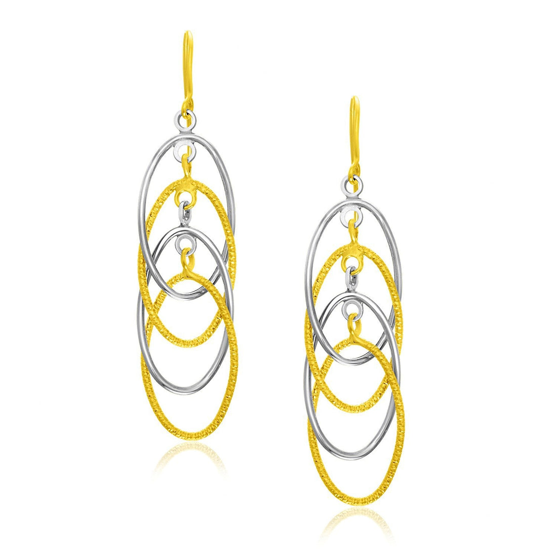 14k Two-Tone Gold Multiple Layer Interlaced Earrings by Bids.com