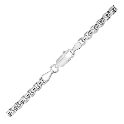 3.8mm Sterling Silver Rhodium Plated Round Box Chain by Bids.com
