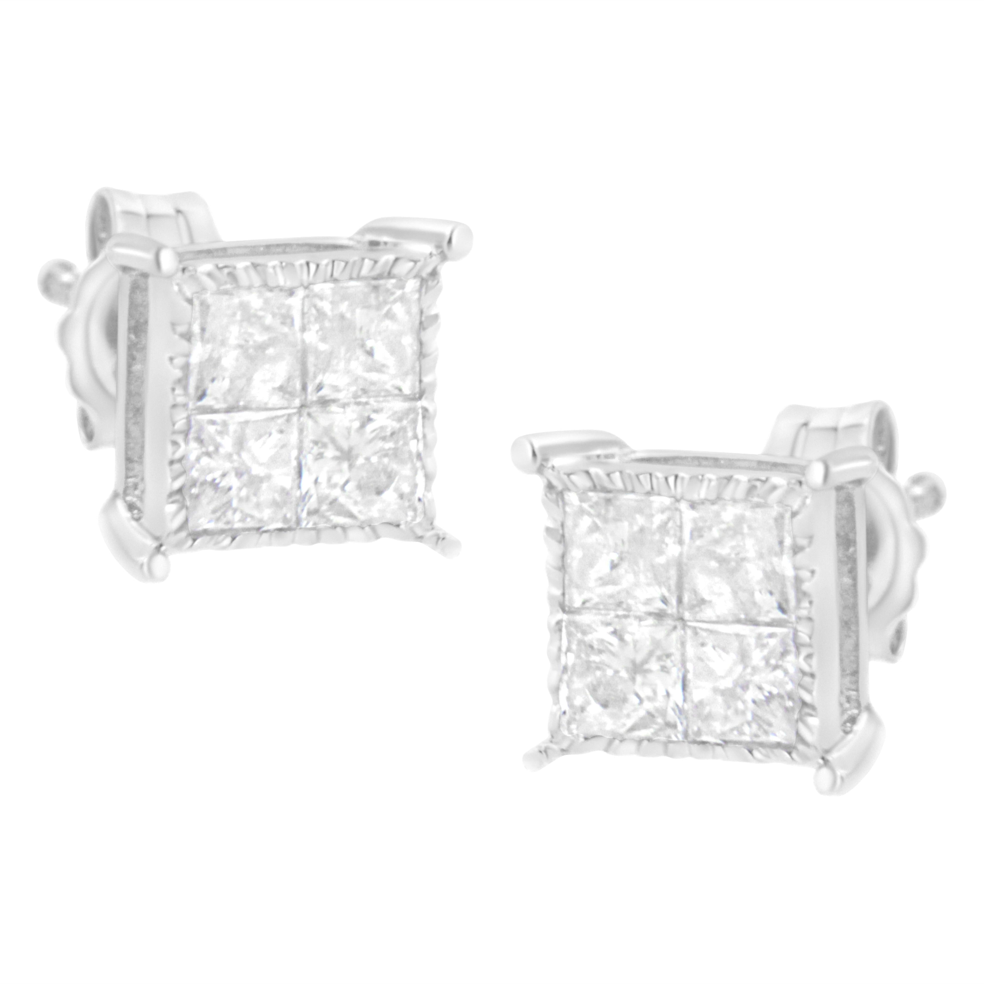 Sterling Silver 3/4 cttw Composite Diamond Stud Earrings (I-J, I2-I3) by Bids.com