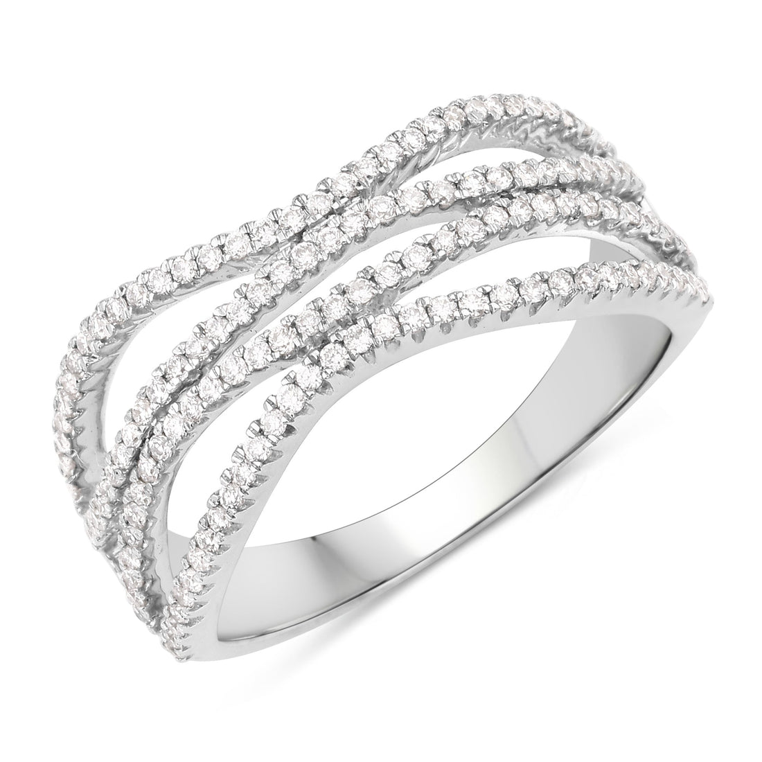 0.46 Carat Genuine White Diamond 14K White Gold Ring (F-G Color, SI Clarity) by Bids.com