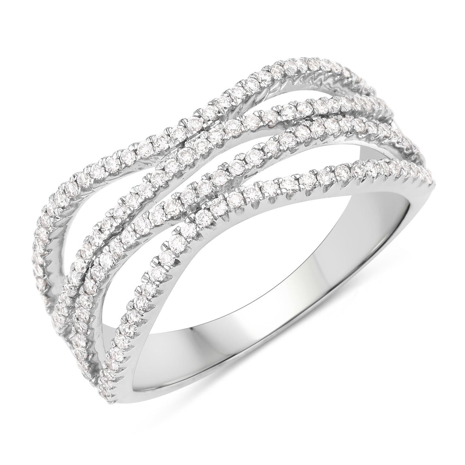 0.46 Carat Genuine White Diamond 14K White Gold Ring (F-G Color, SI Clarity) by Bids.com