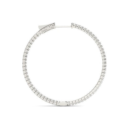 14k White Gold Slim Two Sided Diamond Hoop Earrings (1 1/2 cttw) by Bids.com