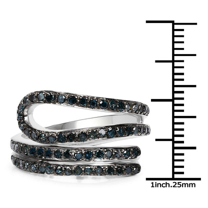 0.83 Carat Genuine Blue Diamond .925 Sterling Silver Ring by Bids.com