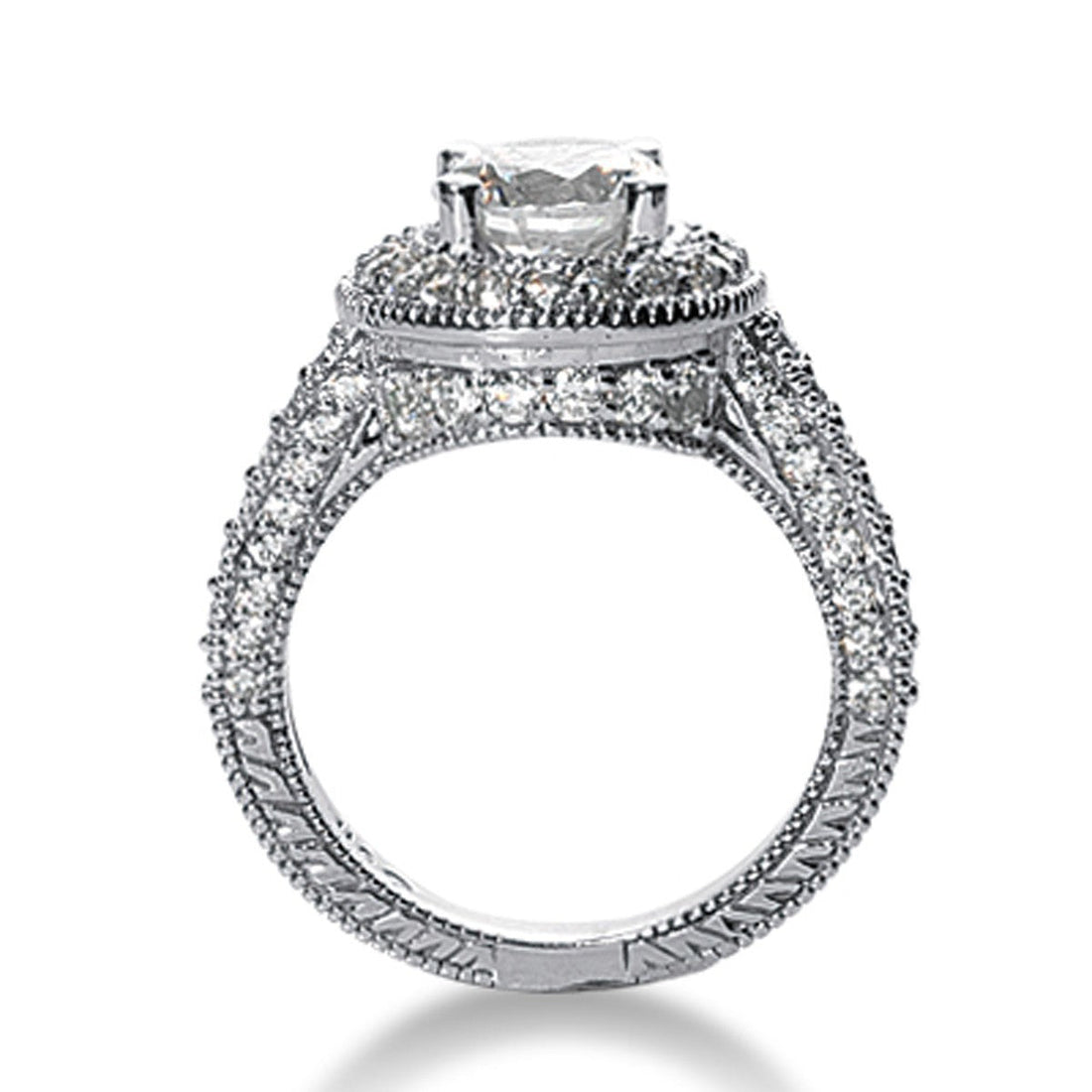14k White gold Vintage Halo Diamond Semi-Mount by Bids.com