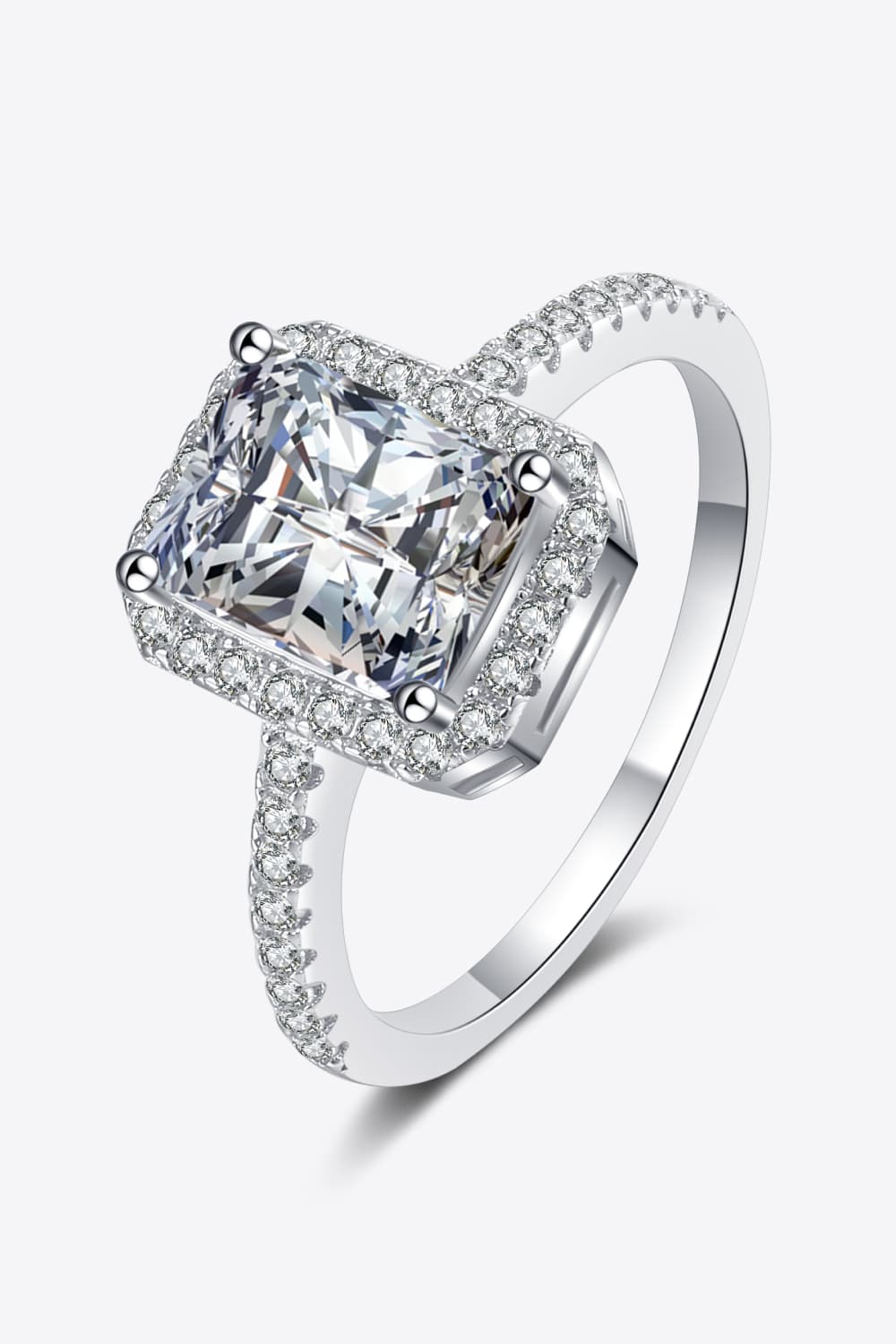 2 Carat Radiant-Cut Sparkala™ 925 Rhodium Over Sterling Silver Halo Ring by Sparkala