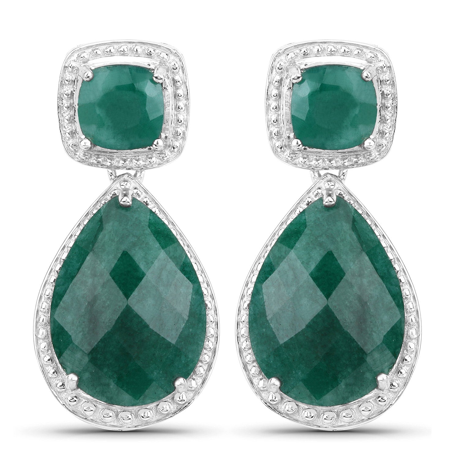 26.00 Carat Dyed Emerald .925 Sterling Silver Earrings  DestGlow