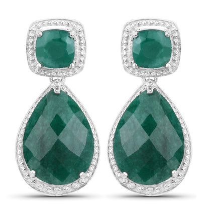 26.00 Carat Dyed Emerald .925 Sterling Silver Earrings  DestGlow