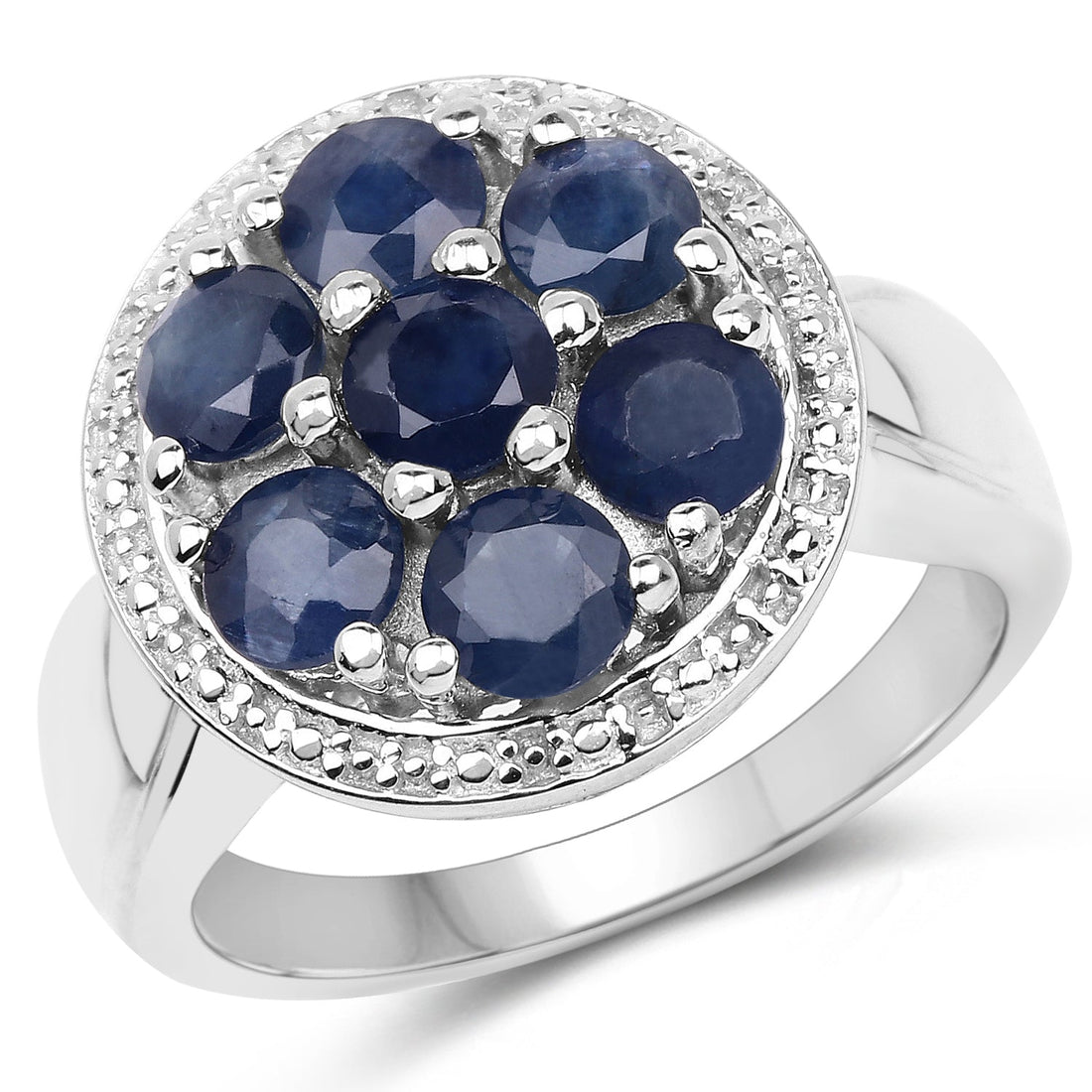 2.10 Carat Genuine Blue Sapphire .925 Sterling Silver Ring by Bids.com