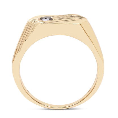 14K Yellow Gold Plated 0.12 Carat Genuine Black Diamond .925 Sterling Silver Ring by Bids.com
