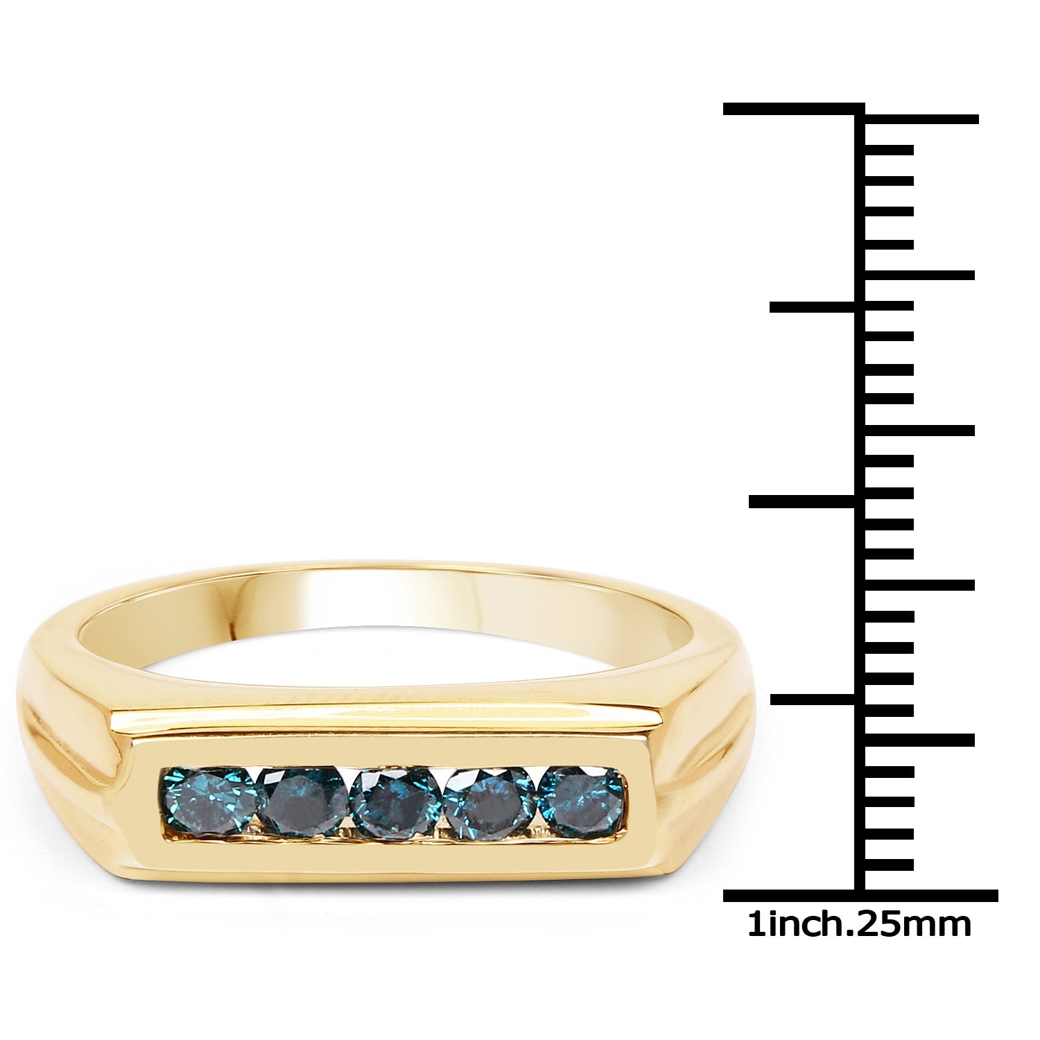 14K Yellow Gold Plated 0.40 Carat Genuine Blue Diamond .925 Sterling Silver Ring by Bids.com