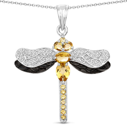 1.79 Carat Genuine Citrine and White Topaz .925 Sterling Silver Pendant by Bids.com