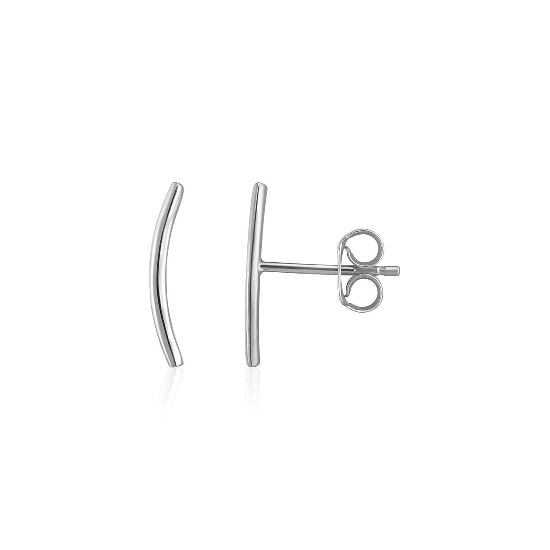 14k White Gold Curve Climber Post Earrings by Bids.com